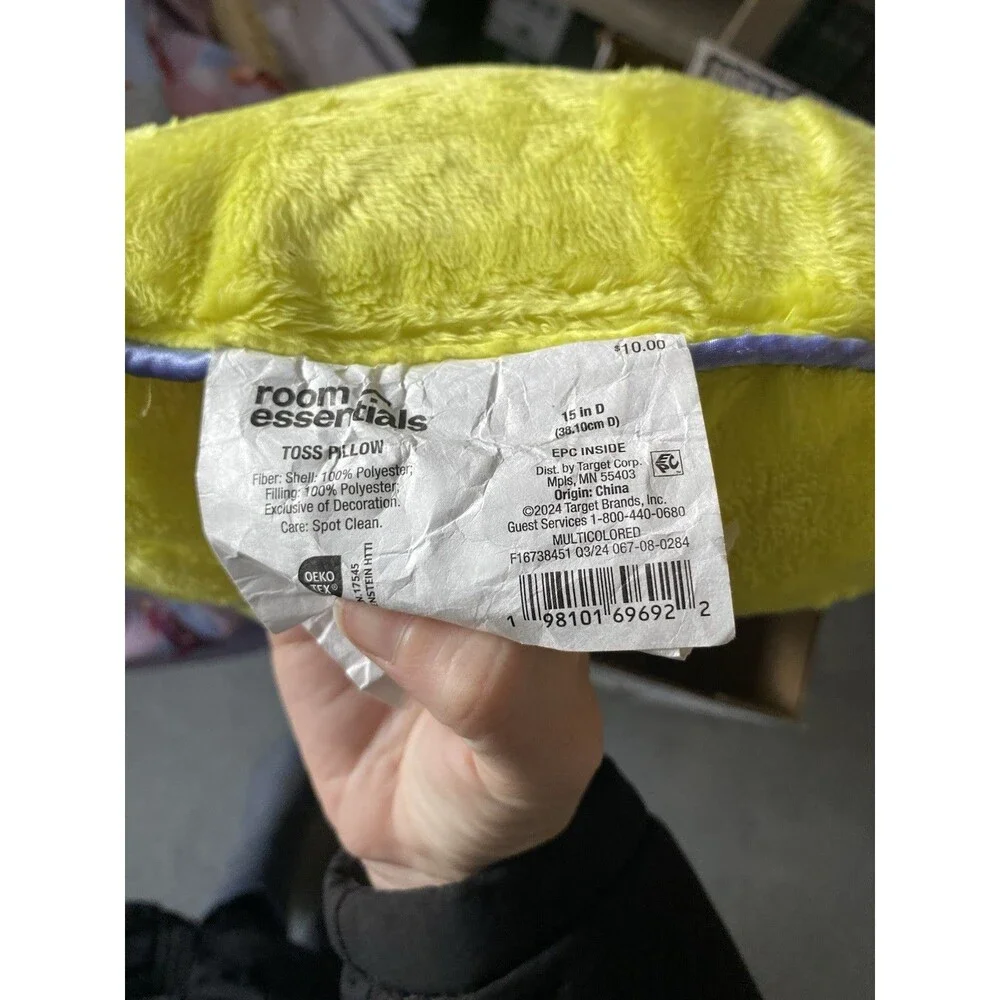 Room Essentials Yellow Winking Face Plush Toss Pillow 15